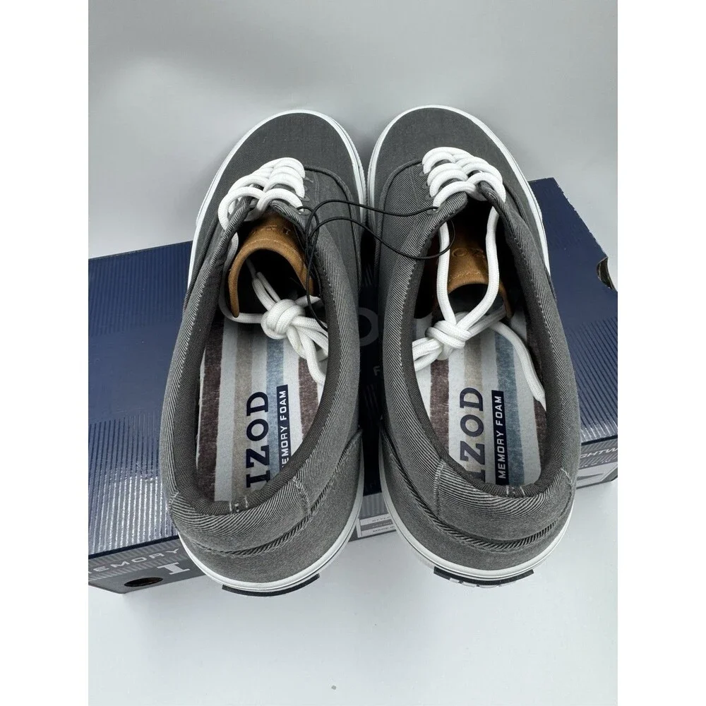 Izod Men's Rangley Canvas Memory Foam Gray Lace Up Sneaker Shoes Size 10 New